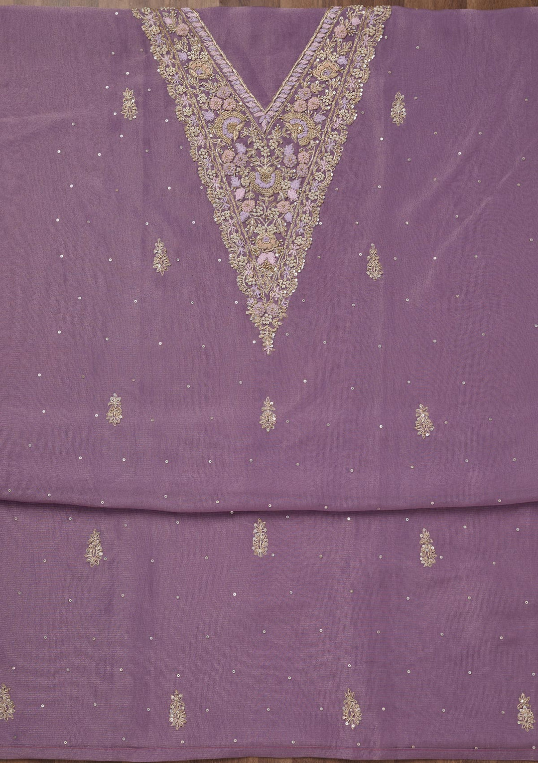 Lavender Stonework Tissue Unstitched Salwar Suit