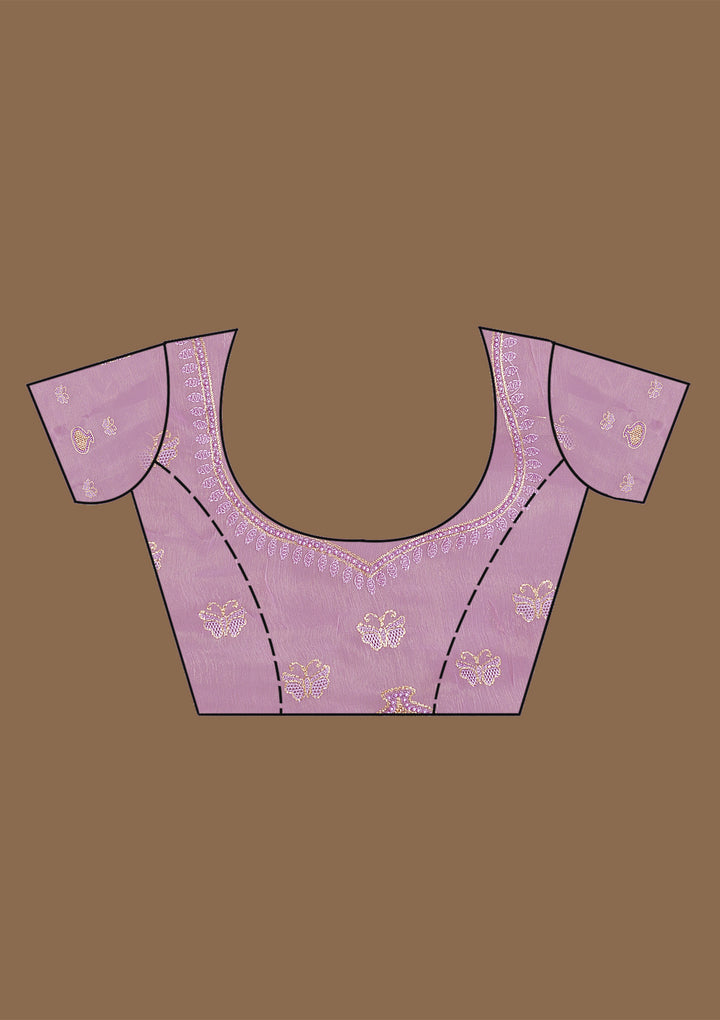 Lavender Stonework Tissue Saree-Koskii