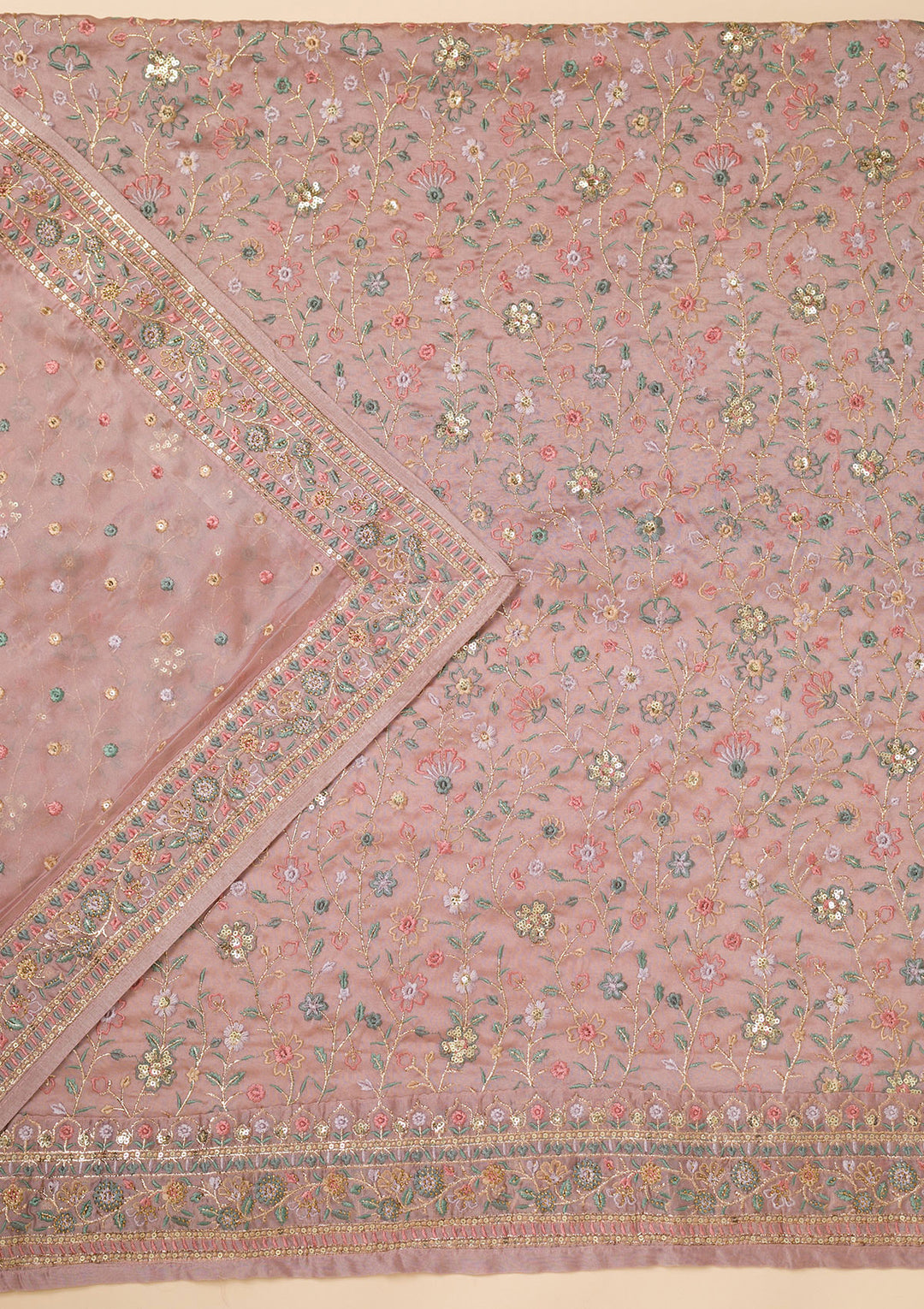 Lavender Threadwork Georgette Unstitched Salwar Suit