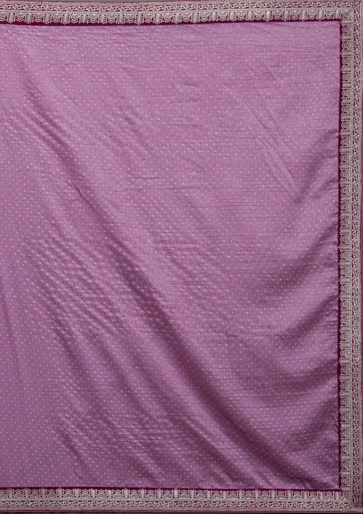 Lavender Threadwork Raw Silk Saree