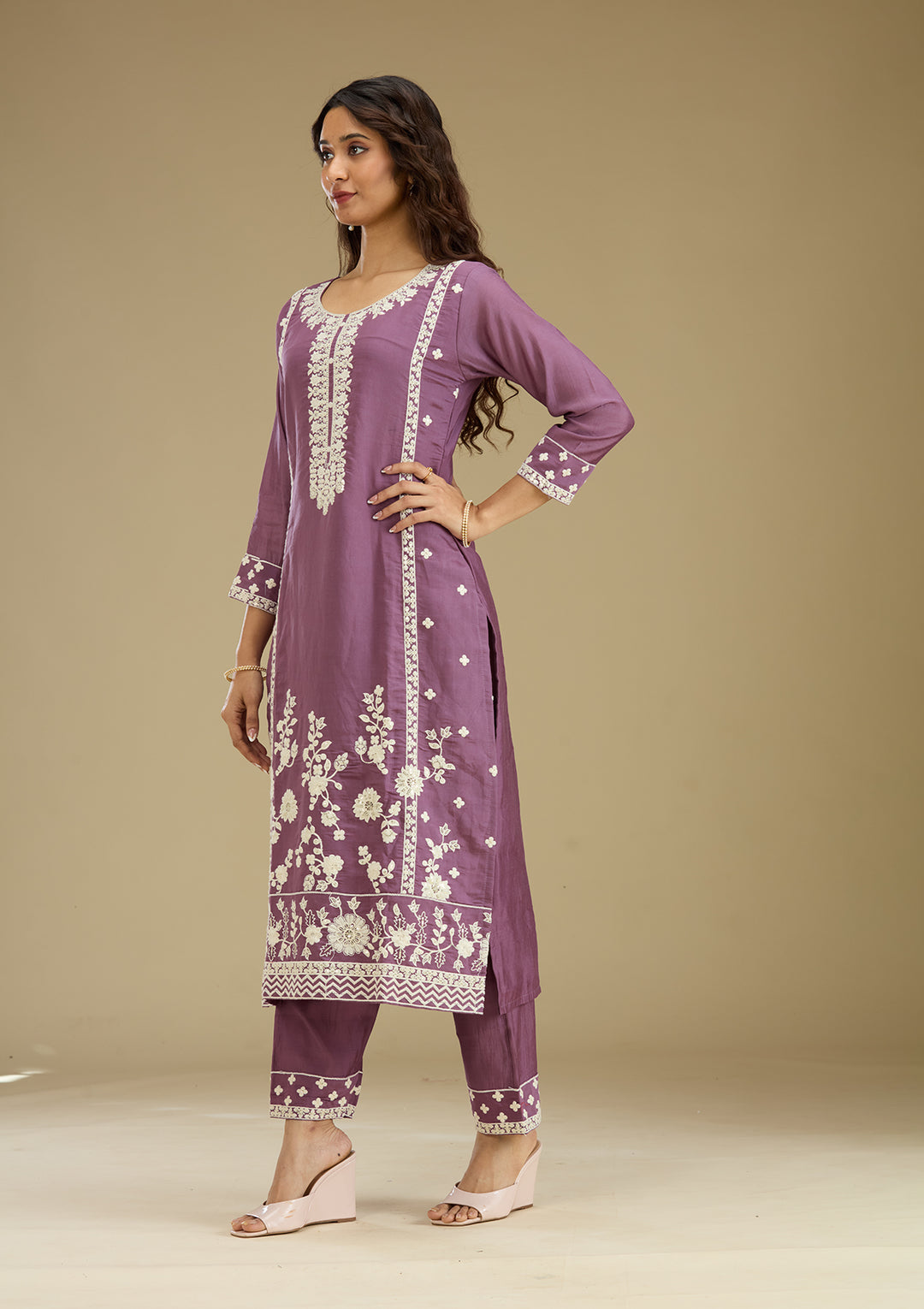 Koskii Crepe Purple Salwar Suit – Readymade Elegance