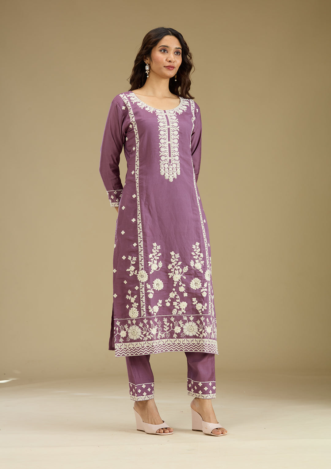 Koskii Crepe Purple Salwar Suit – Readymade Elegance