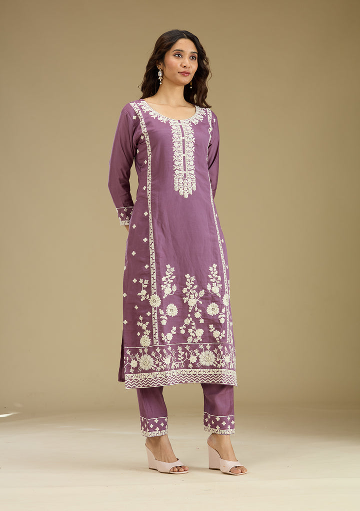 Koskii Crepe Purple Salwar Suit – Readymade Elegance