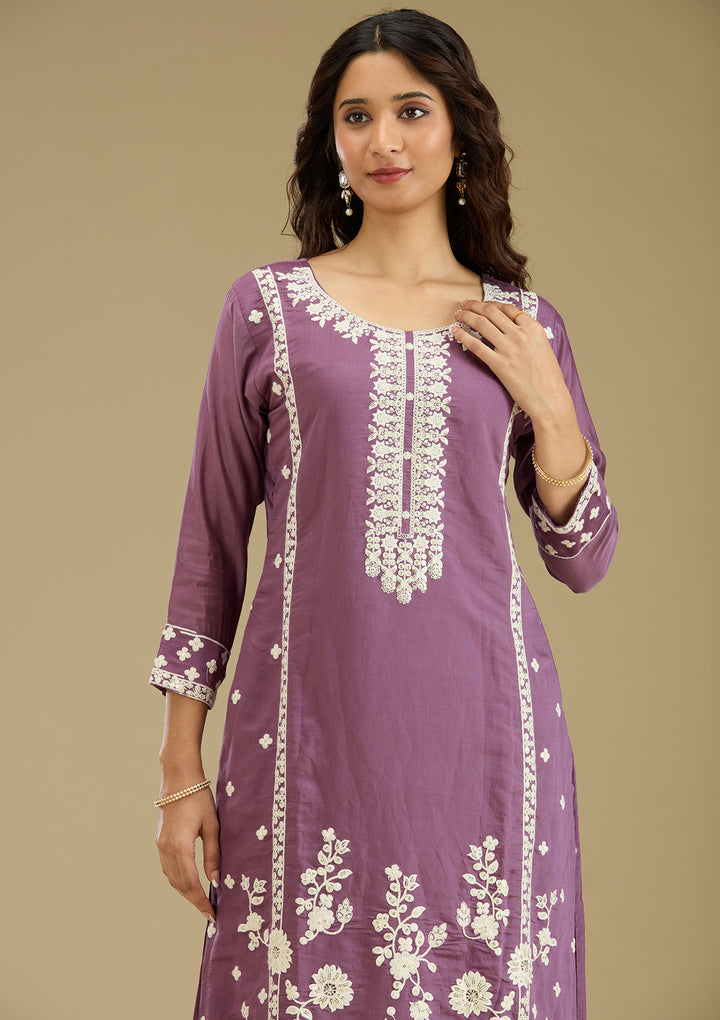 Koskii Crepe Purple Salwar Suit – Readymade Elegance