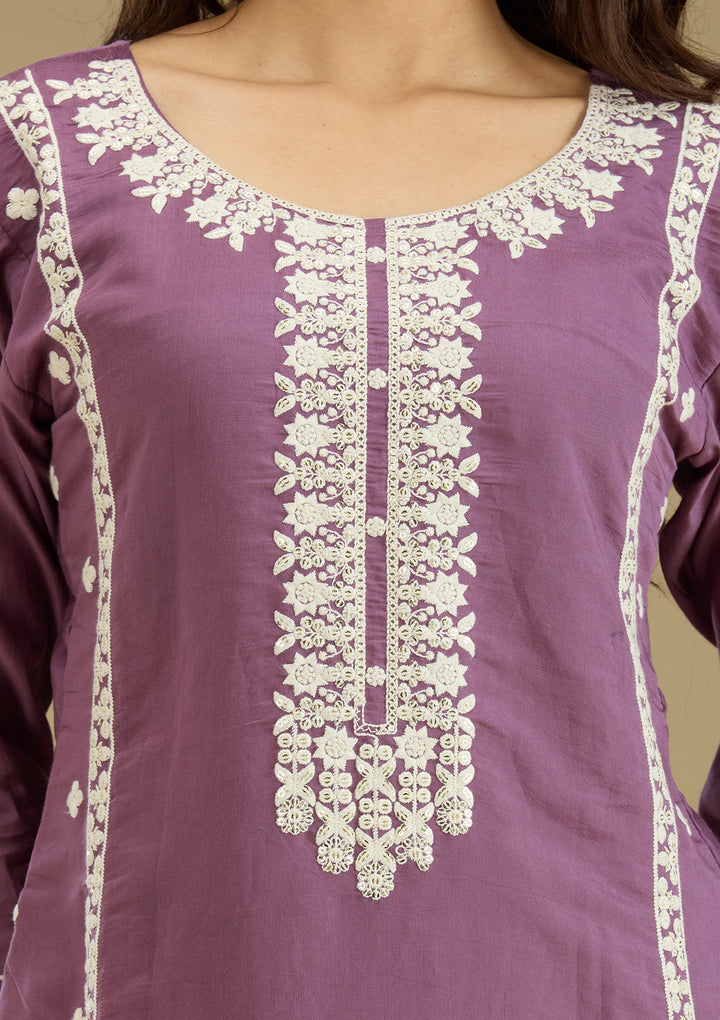 Koskii Crepe Purple Salwar Suit – Readymade Elegance