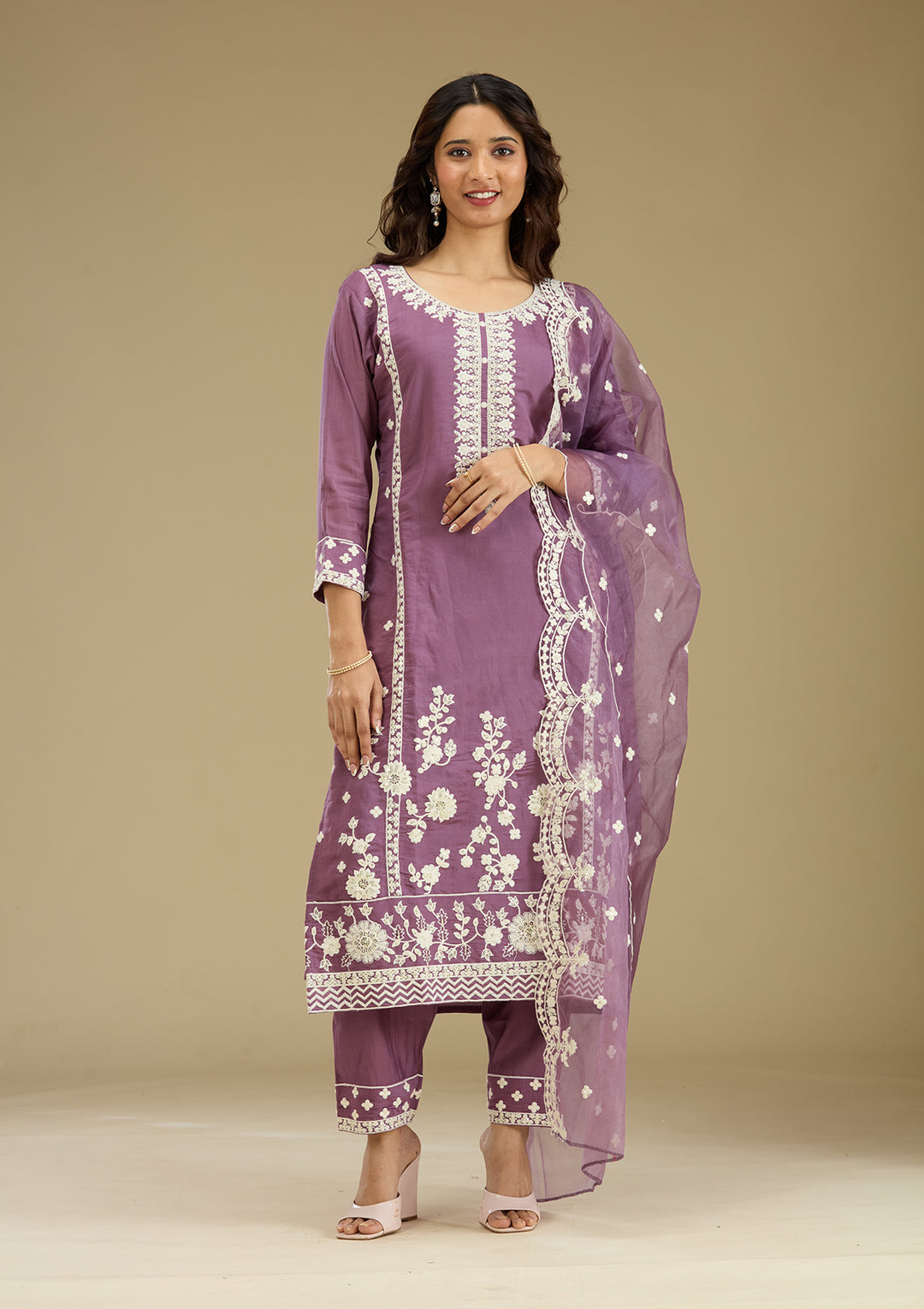 Koskii Crepe Purple Salwar Suit – Readymade Elegance