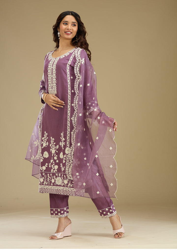 Koskii Crepe Purple Salwar Suit – Readymade Elegance