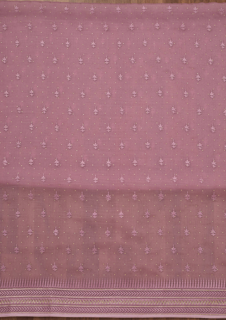 Lavender Threadwork Tissue Unstitched Salwar Suit