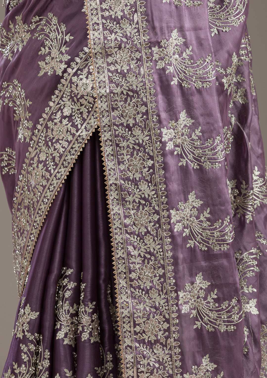 Lavender Threadwork Tissue Saree