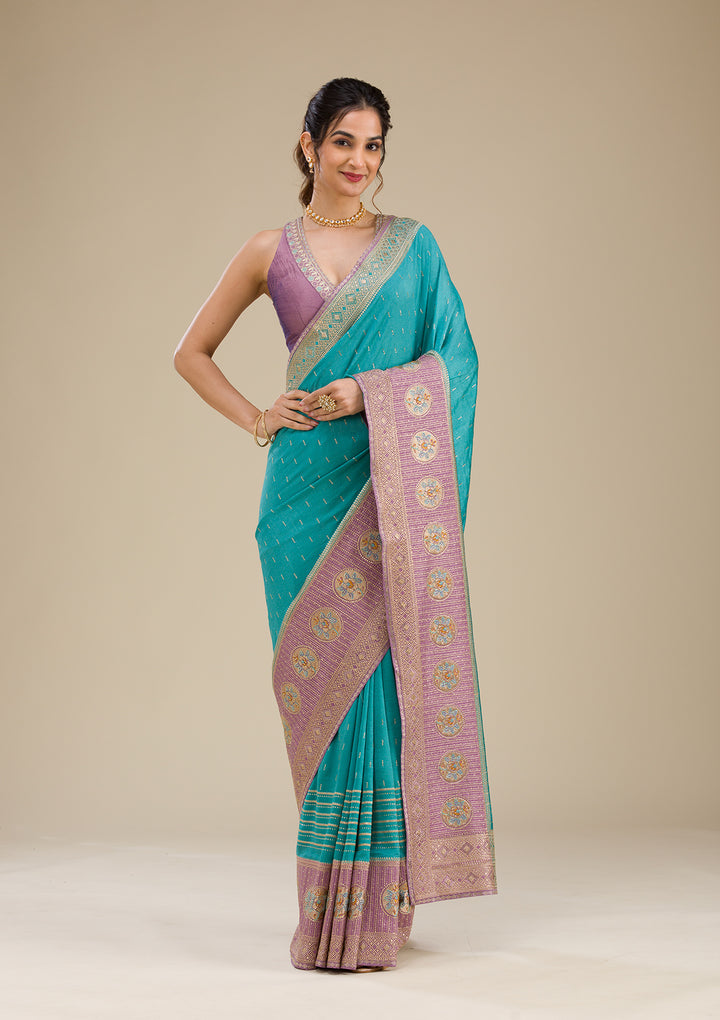 Lavender Zariwork Art Silk Saree
