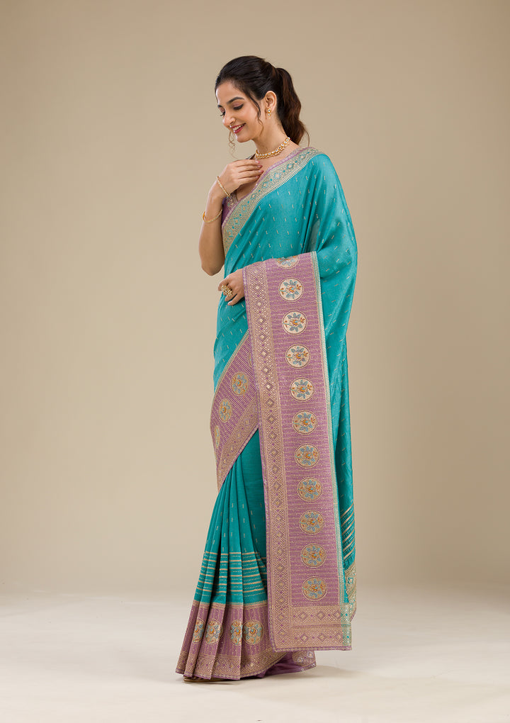 Lavender Zariwork Art Silk Saree