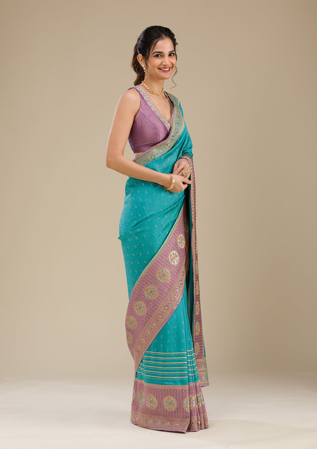 Lavender Zariwork Art Silk Saree