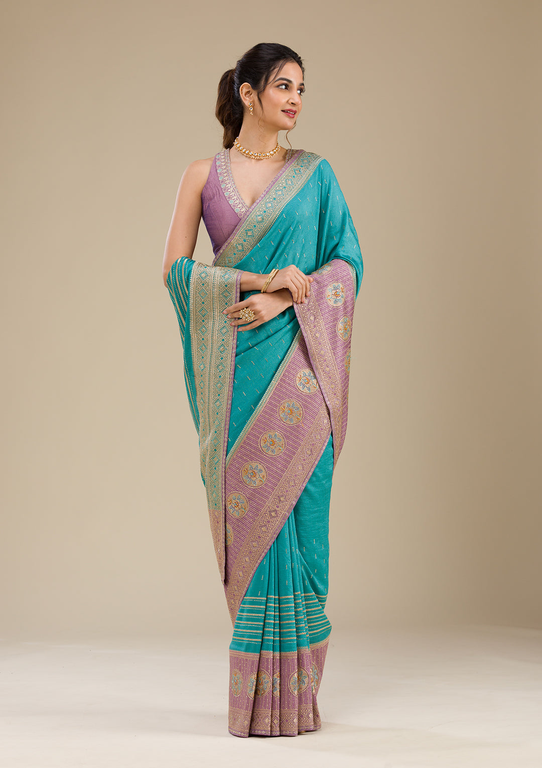 Lavender Zariwork Art Silk Saree