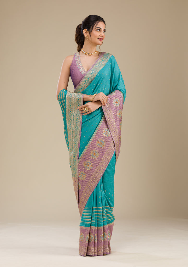 Lavender Zariwork Art Silk Saree