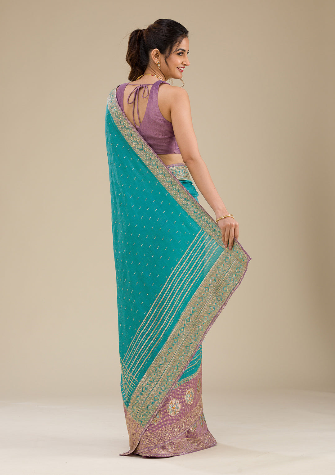 Lavender Zariwork Art Silk Saree