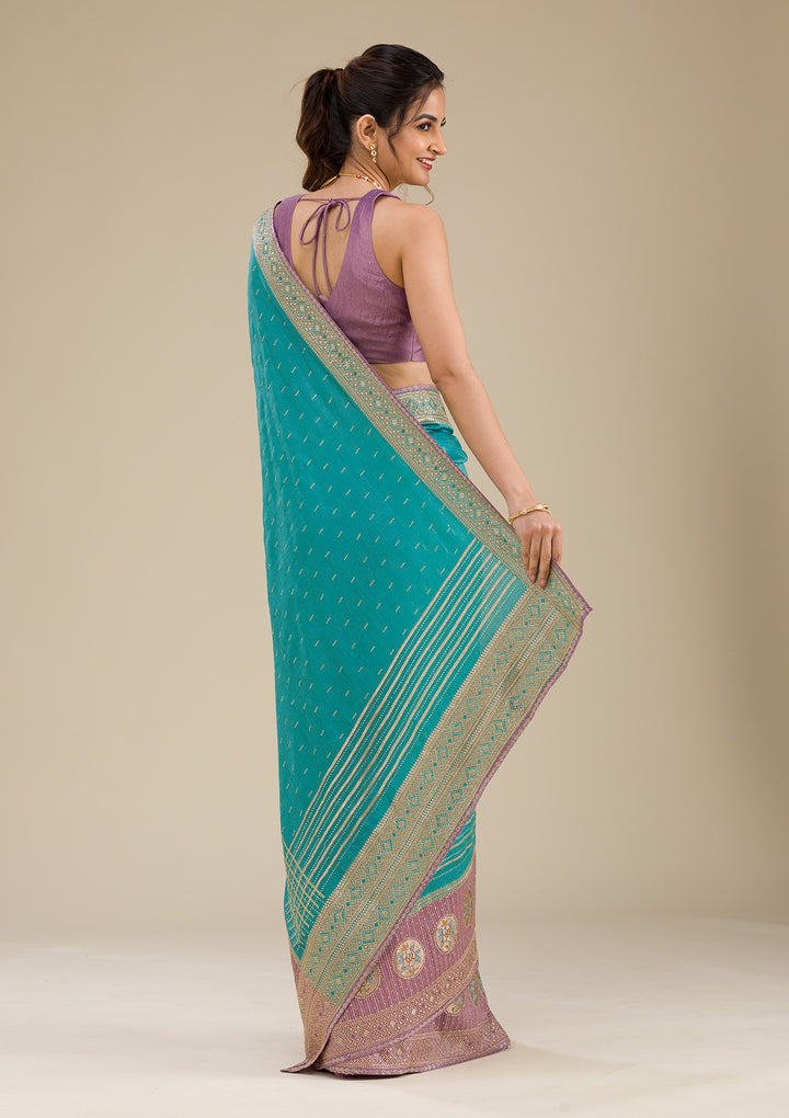 Lavender Zariwork Art Silk Saree