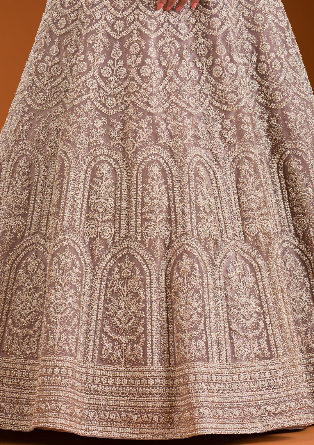 Lavender Zariwork Net Readymade Lehenga