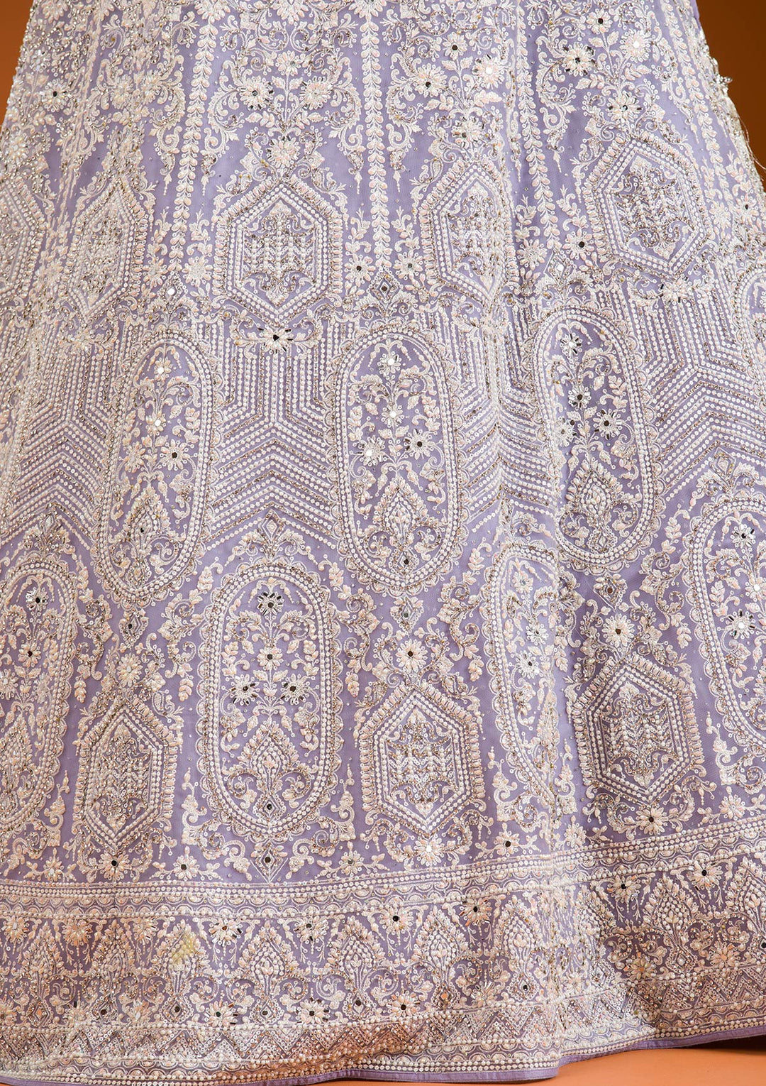 Koskii Net Ivory Lehenga – Elegantly Embroidered with Zariwork