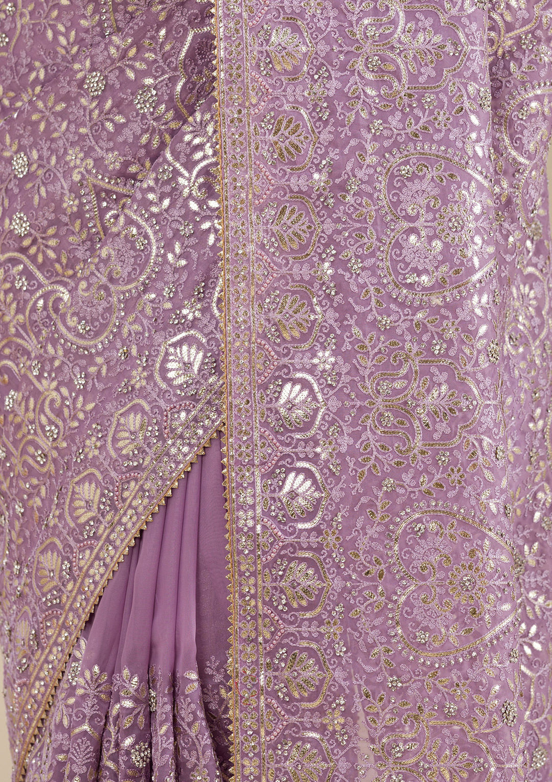Lavender Threadwork Tissue Saree