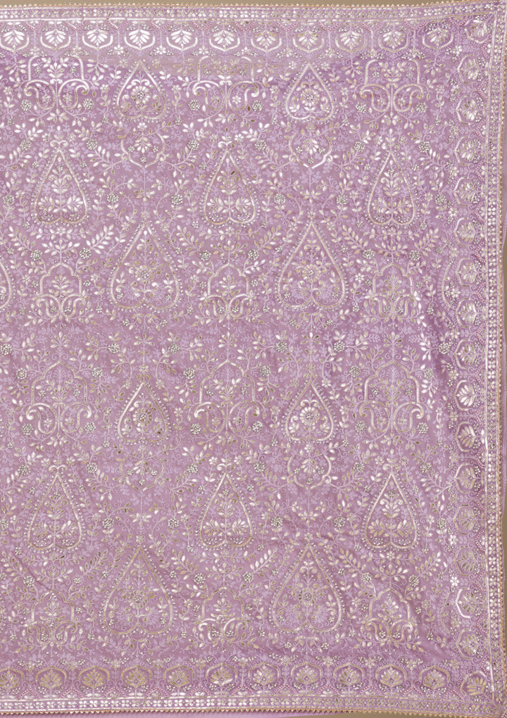 Lavender Threadwork Tissue Saree