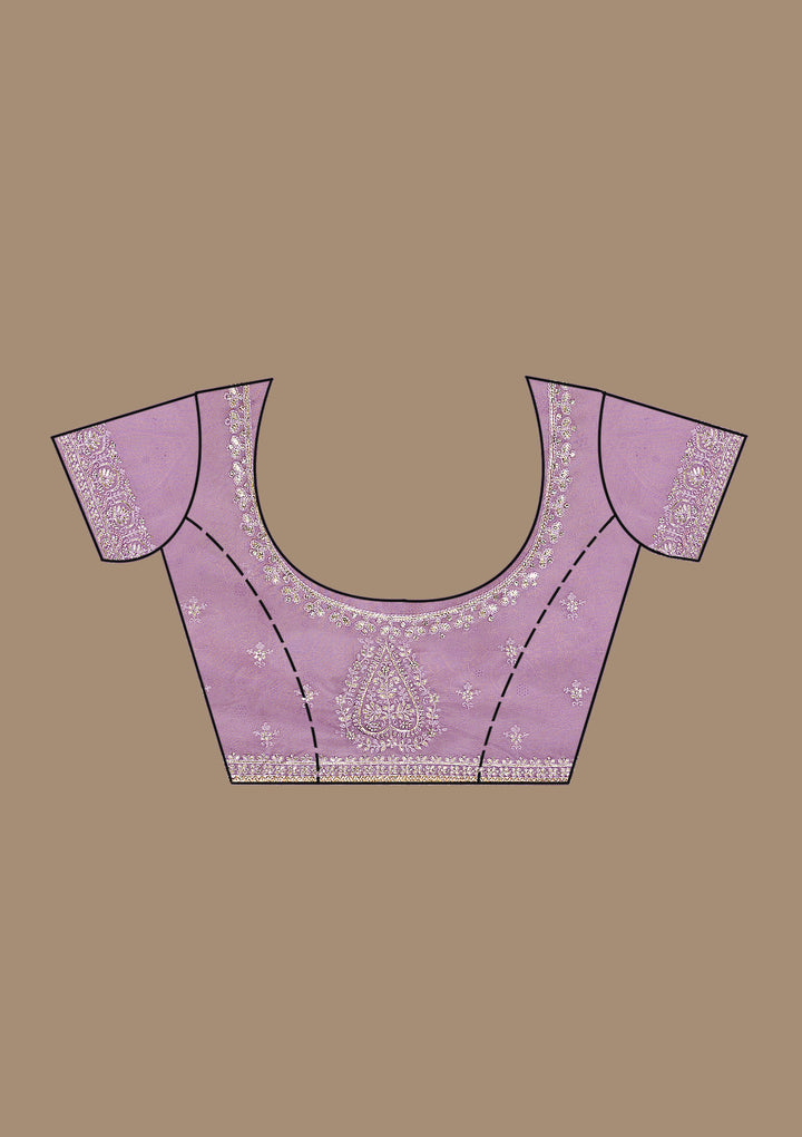 Lavender Threadwork Tissue Saree