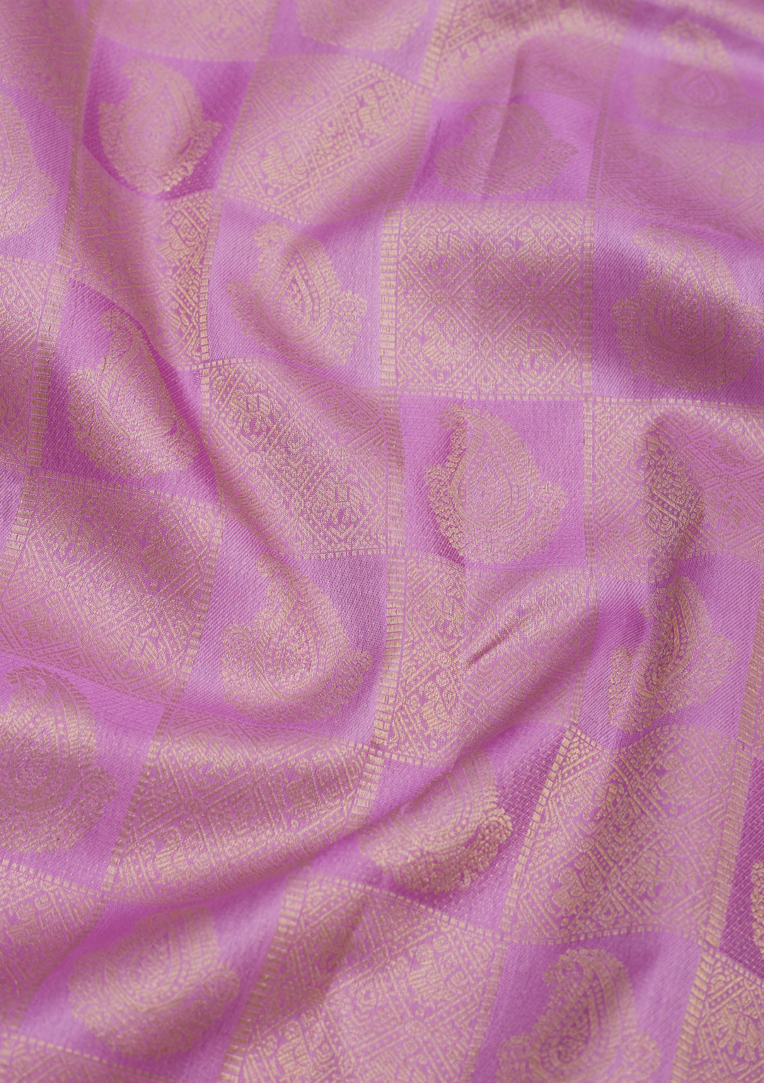 Lavender Pure Silk Jaal Silver Zariwork Saree With Matching Blouse Piece