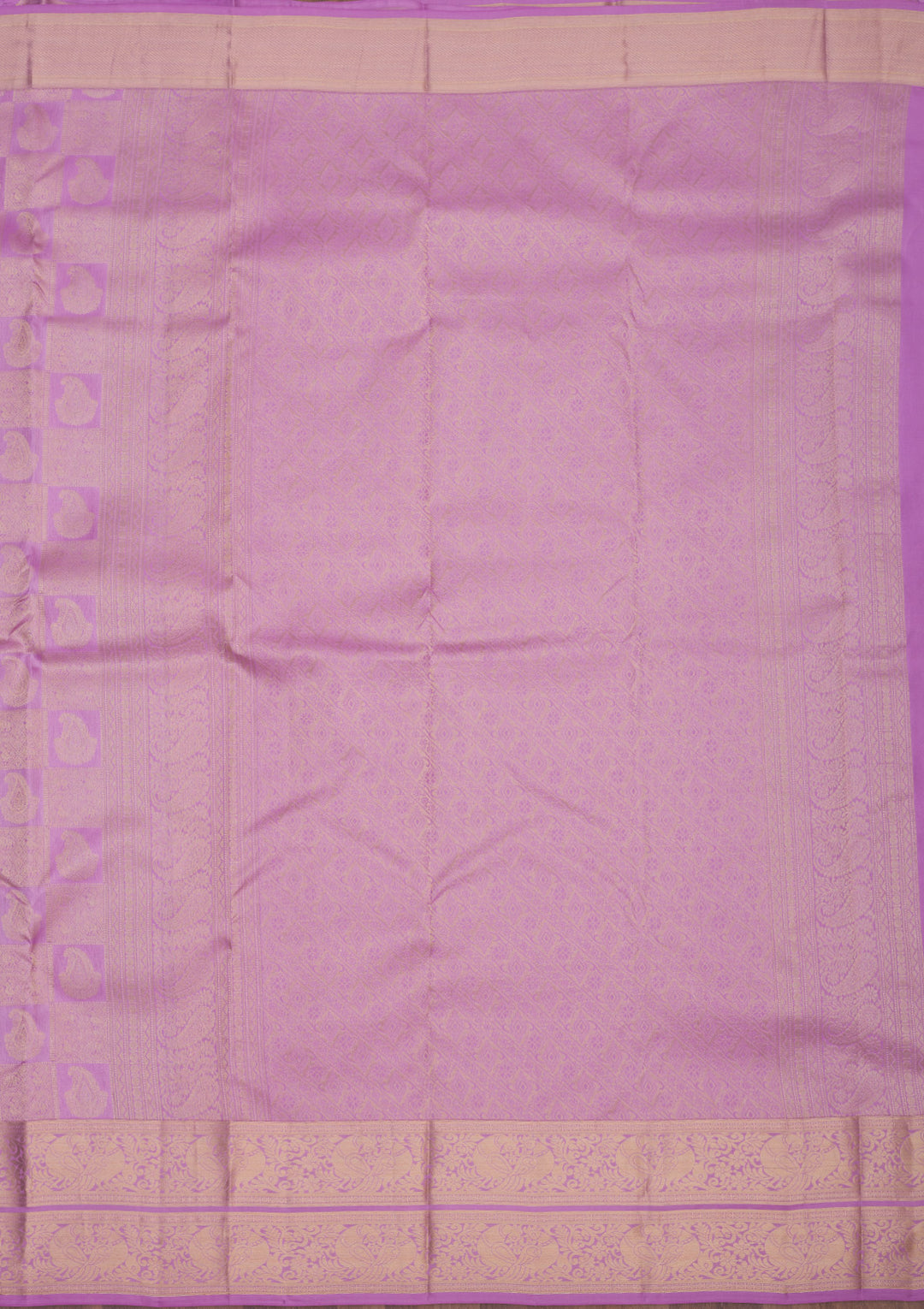 Lavender Pure Silk Jaal Silver Zariwork Saree With Matching Blouse Piece