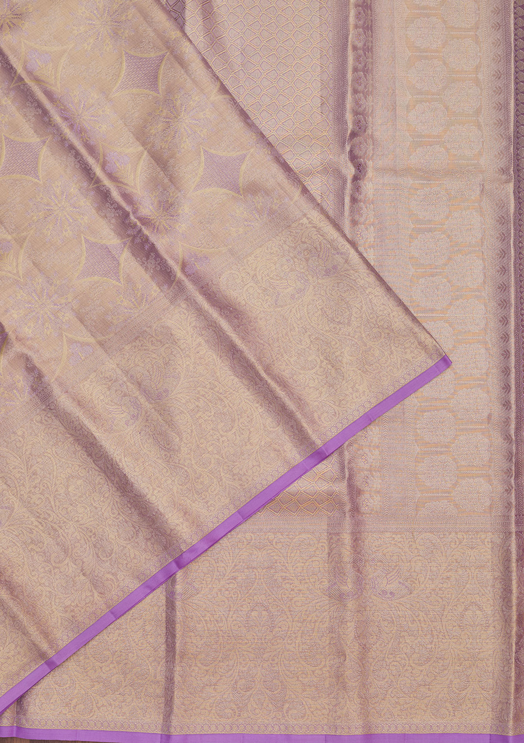 Lavender Tissue Jaal Gold Zariwork Saree With Matching Blouse Piece