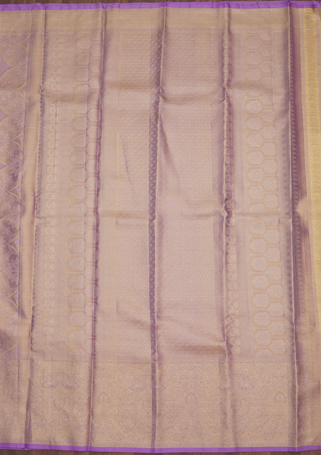 Lavender Tissue Jaal Gold Zariwork Saree With Matching Blouse Piece