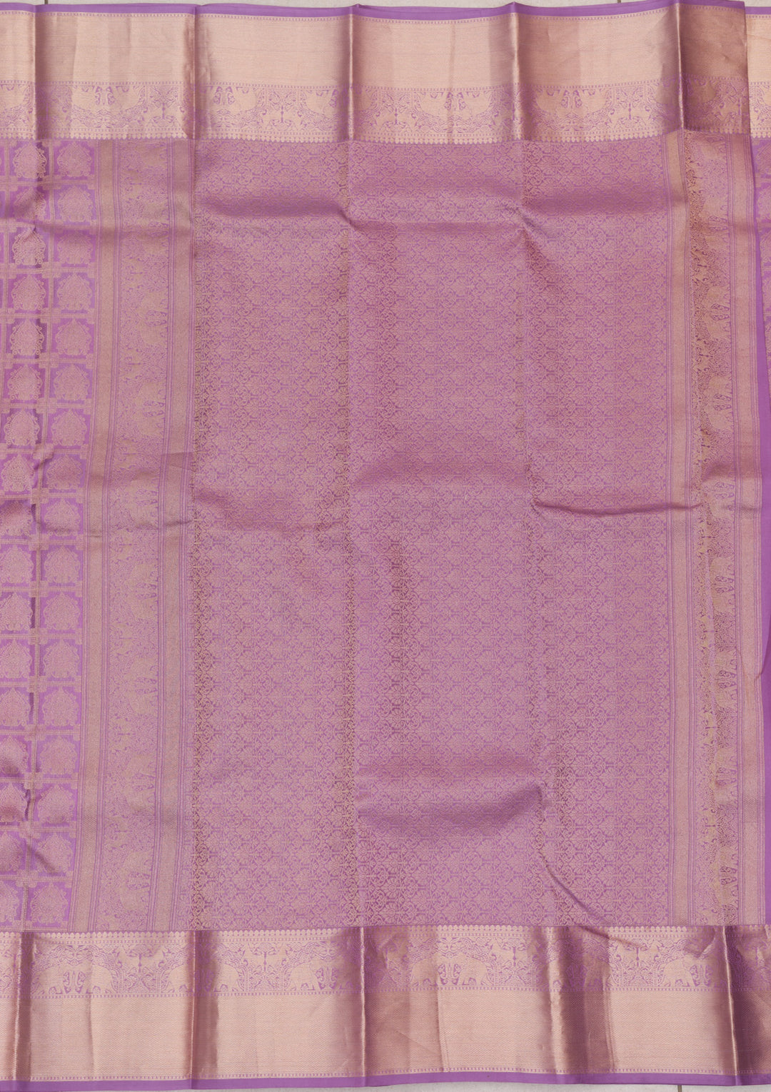 Lavender Pure Silk Jaal Gold Zariwork Saree With Matching Blouse Piece