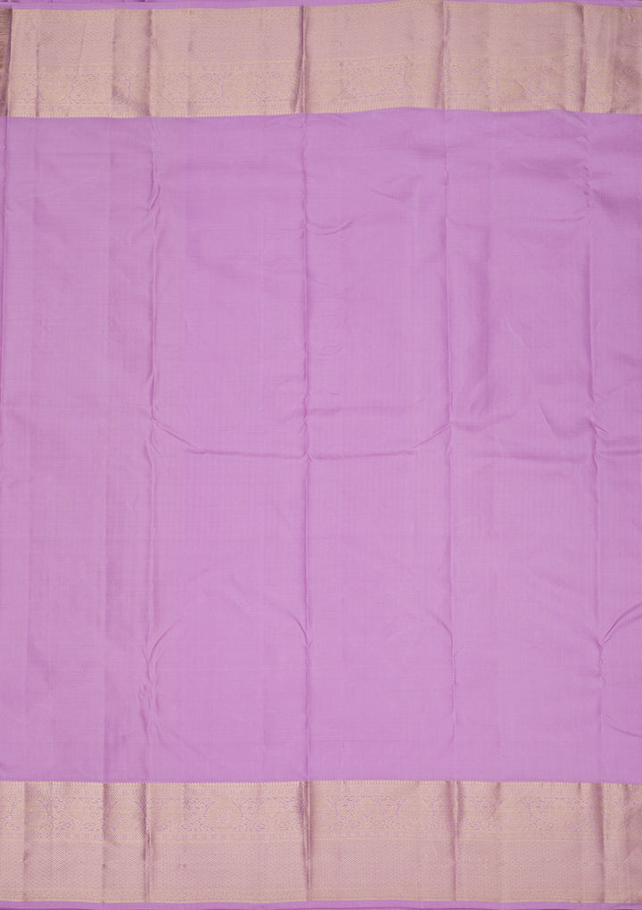 Lavender Pure Silk Jaal Gold Zariwork Saree With Matching Blouse Piece