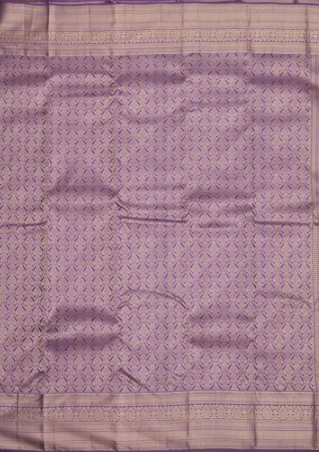 Lavender Silk Jaal Gold Zariwork Saree With Matching Blouse Piece