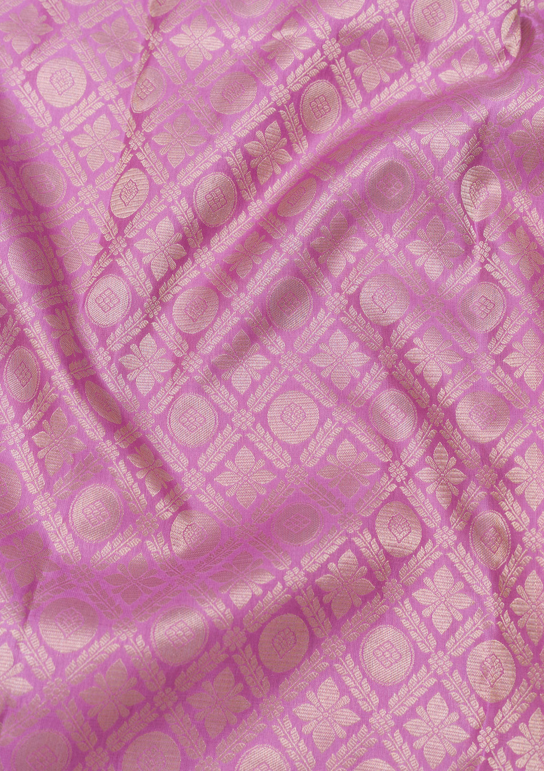 Lavender Silk Jaal Gold Zariwork Saree With Matching Blouse Piece