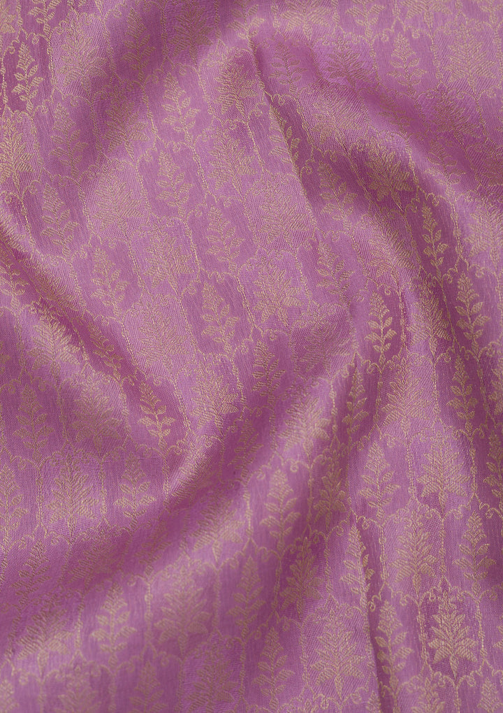 Lavender Pure Silk Jaal Zariwork Saree With Matching Blouse Piece