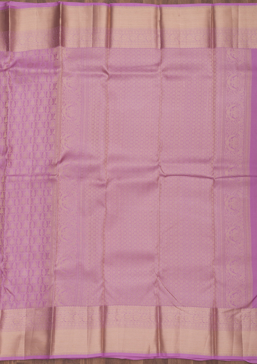 Lavender Pure Silk Jaal Zariwork Saree With Matching Blouse Piece