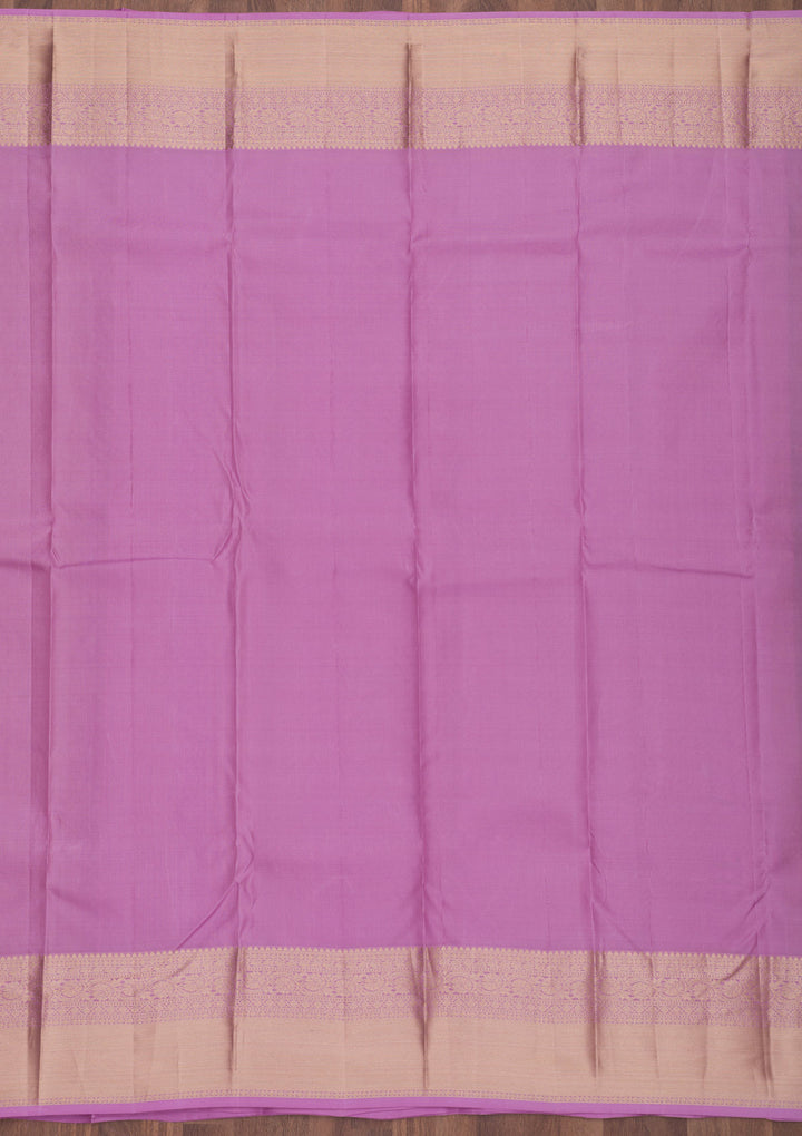 Lavender Pure Silk Jaal Zariwork Saree With Matching Blouse Piece