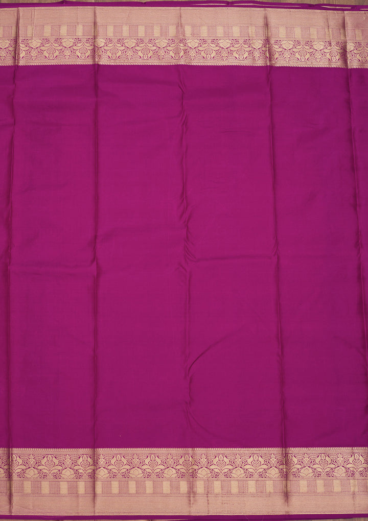Lavender Silk Jaal Gold Zariwork Saree With Matching Blouse Piece