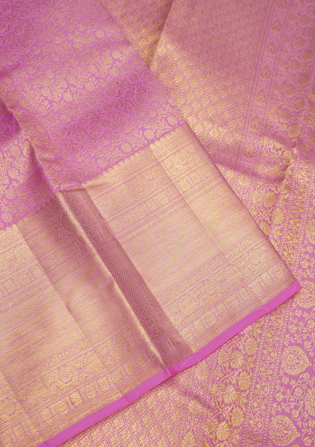 Lavender Silk Jaal Gold Zariwork Saree With Matching Blouse Piece