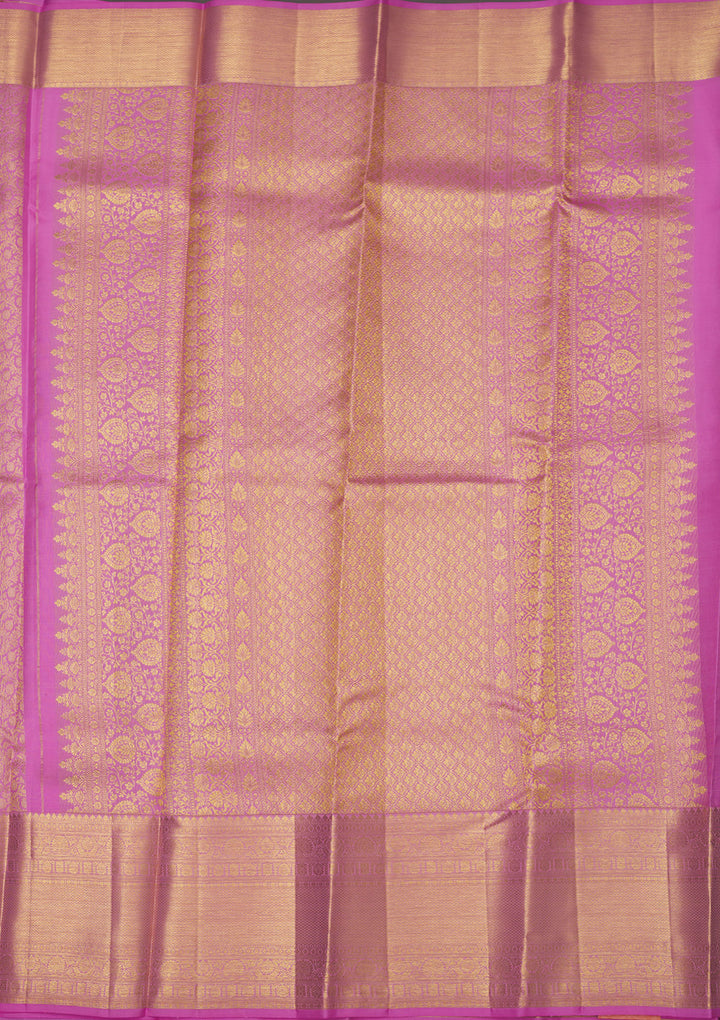 Lavender Silk Jaal Gold Zariwork Saree With Matching Blouse Piece
