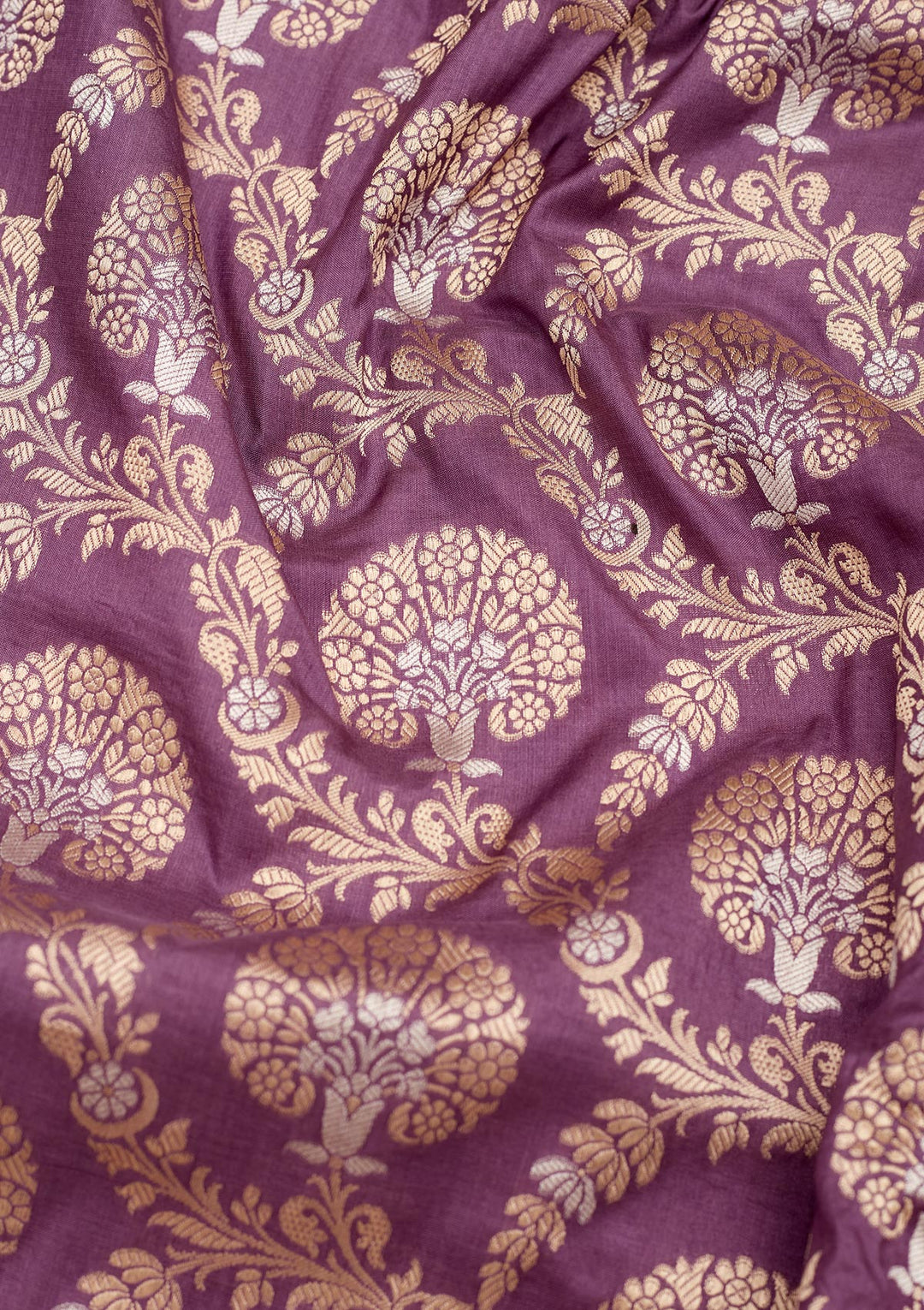 Lavender Silk Jaal Zariwork Saree With Matching Blouse Piece