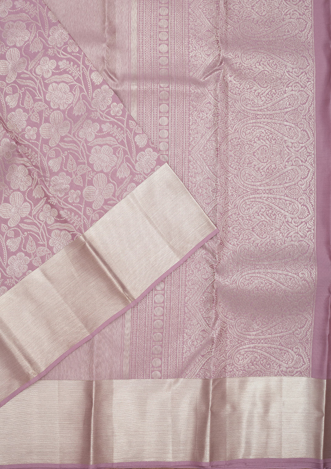 Lavender Tissue Jaal Silver Zariwork Saree With Matching Blouse Piece