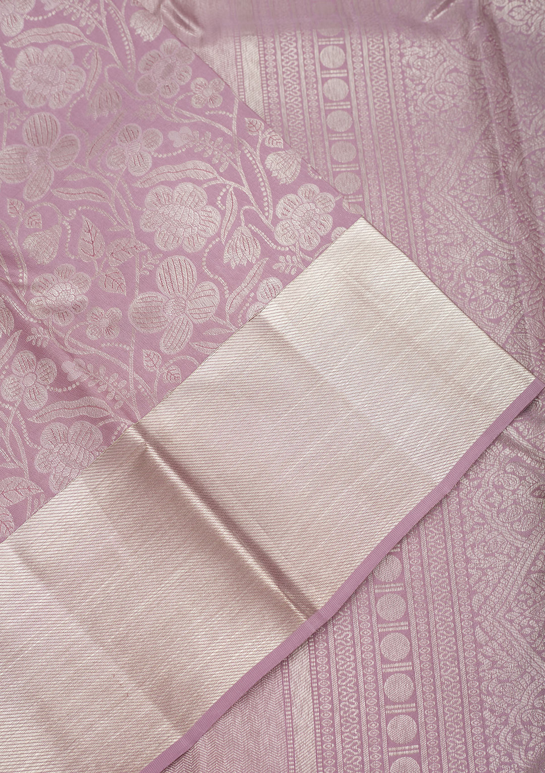 Lavender Tissue Jaal Silver Zariwork Saree With Matching Blouse Piece