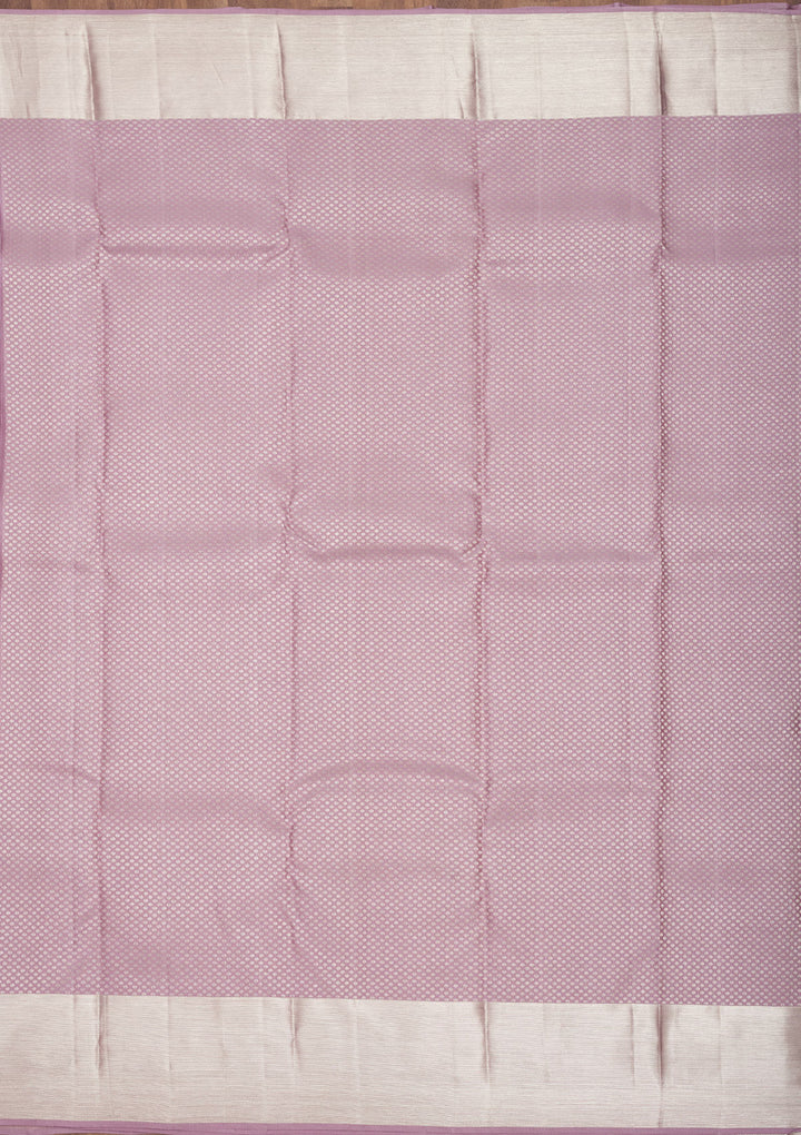 Lavender Tissue Jaal Silver Zariwork Saree With Matching Blouse Piece
