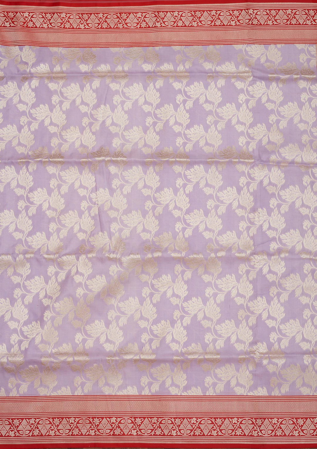 Lavender Silk Jaal Gold Zariwork Saree With Matching Blouse Piece
