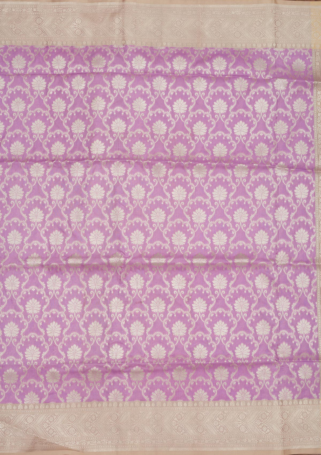 Lavender Silk Jaal Gold Zariwork Saree With Matching Blouse Piece