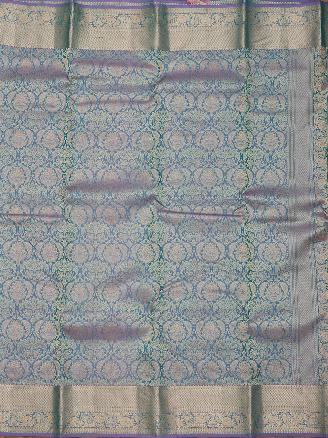 Lavender Silk Jaal Gold Zariwork Saree With Matching Blouse Piece