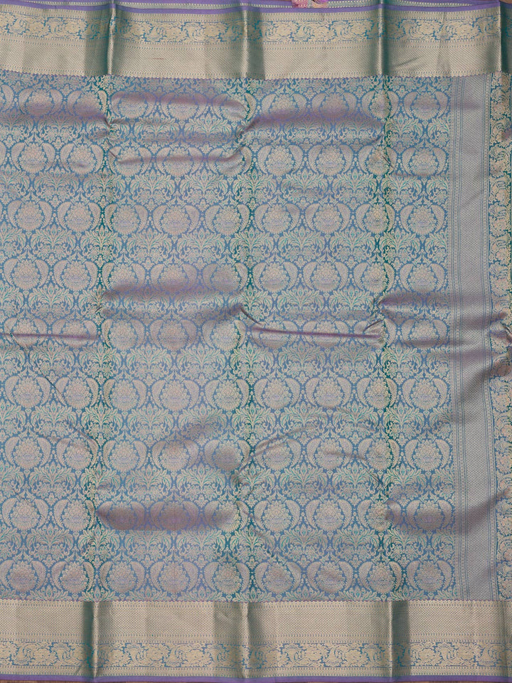Lavender Silk Jaal Gold Zariwork Saree With Matching Blouse Piece