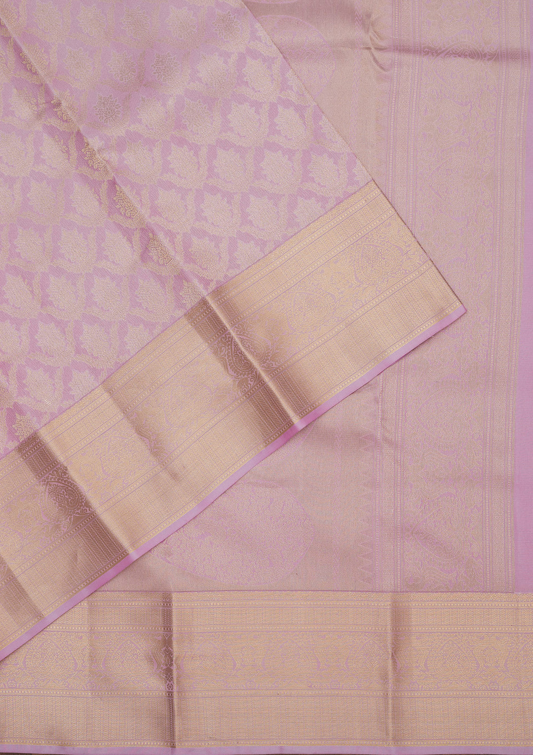 Lavender Pure Silk Jaal Zariwork Saree With Matching Blouse Piece