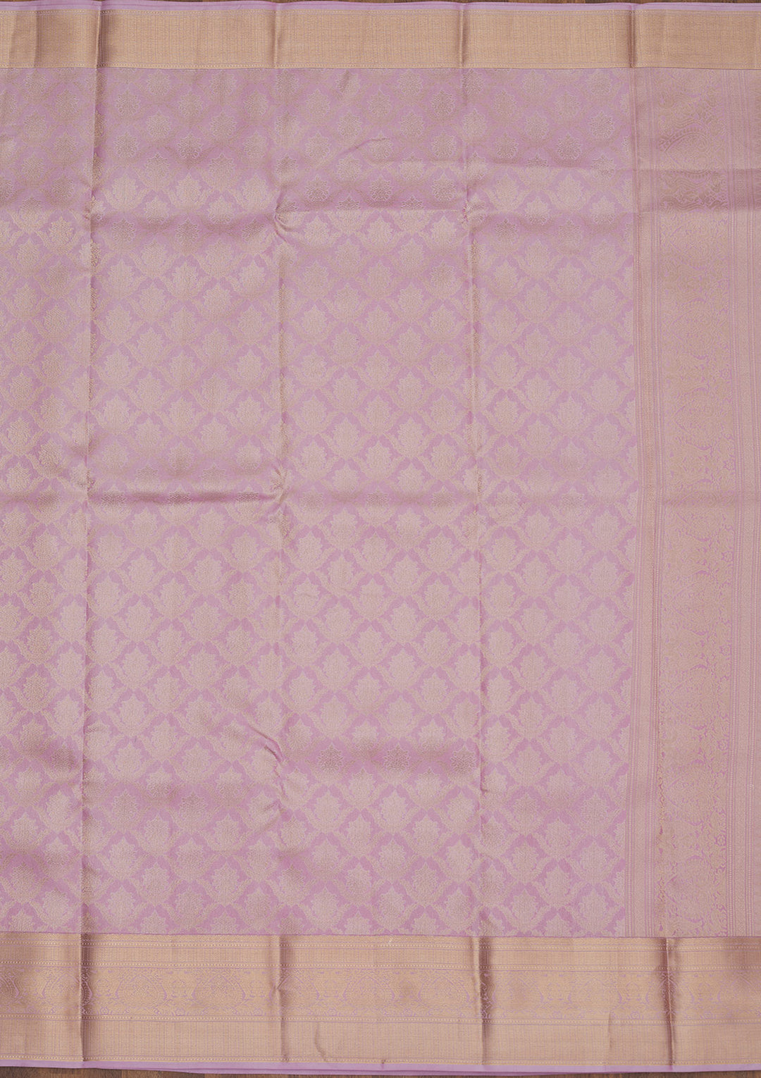 Lavender Pure Silk Jaal Zariwork Saree With Matching Blouse Piece