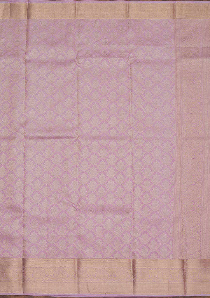 Lavender Pure Silk Jaal Zariwork Saree With Matching Blouse Piece